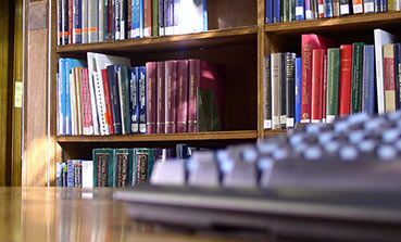 Student look at shelf