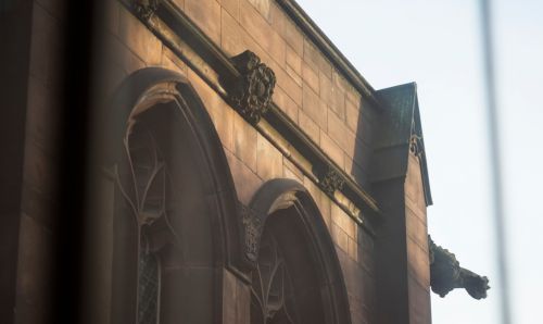 View from the window of the John Rylands looking on the exterior of the building